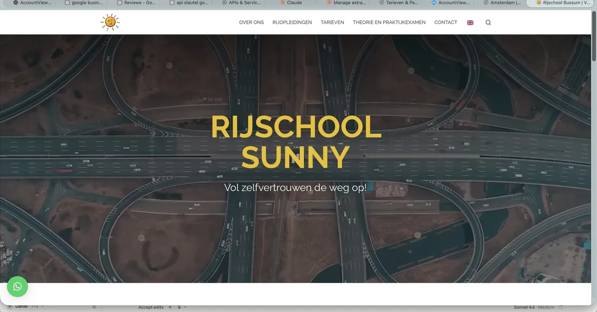 Screenshot van rijschoolsunny.nl — gemaakt door DB ICT